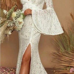 Lulu's White Lace Long Sleeve Dress